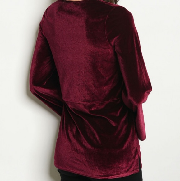 BURGUNDY VELVET TOP - Picture 2 of 3